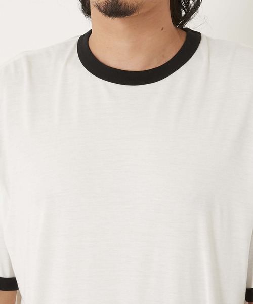 HOLLYWOOD RANCH MARKET（ハリウッドランチマーケット）の「レーヨンテンジク　リンガーTシャツ（Tシャツ/カットソー・メンズ・オリーブ/チャコール/ホワイト・MEDIUM/LARGE/X-LARGE/SMALL）」の7枚目の写真