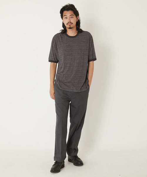 HOLLYWOOD RANCH MARKET（ハリウッドランチマーケット）の「レーヨンテンジク　リンガーTシャツ（Tシャツ/カットソー・メンズ・オリーブ/チャコール/ホワイト・MEDIUM/LARGE/X-LARGE/SMALL）」の10枚目の写真