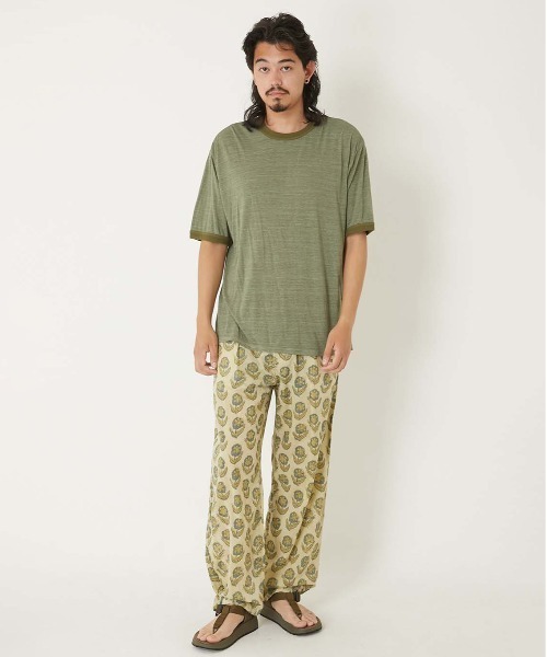 HOLLYWOOD RANCH MARKET（ハリウッドランチマーケット）の「レーヨンテンジク　リンガーTシャツ（Tシャツ/カットソー・メンズ・オリーブ/チャコール/ホワイト・MEDIUM/LARGE/X-LARGE/SMALL）」の11枚目の写真