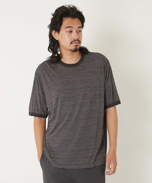 HOLLYWOOD RANCH MARKET（ハリウッドランチマーケット）の「レーヨンテンジク　リンガーTシャツ（Tシャツ/カットソー・メンズ・オリーブ/チャコール/ホワイト・MEDIUM/LARGE/X-LARGE/SMALL）」の14枚目の写真