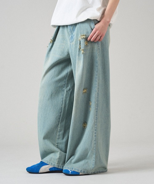 セール】TUCK WIDE BAGGY DENIM PANTS / タックワイドバギー