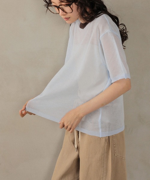 en CAnAF(エンカナフ)の「バイカラーシアーニット(Tシャツ/カットソー・レディース・ブルー/グリーン/グレー・フリー)」の14枚目の写真