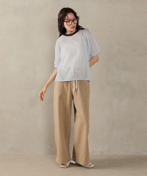en CAnAF(エンカナフ)の「バイカラーシアーニット(Tシャツ/カットソー・レディース・ブルー/グリーン/グレー・フリー)」の9枚目の写真