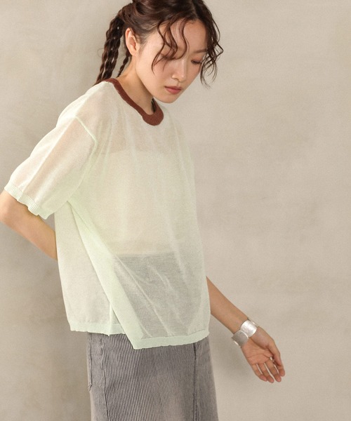 en CAnAF(エンカナフ)の「バイカラーシアーニット(Tシャツ/カットソー・レディース・ブルー/グリーン/グレー・フリー)」の8枚目の写真