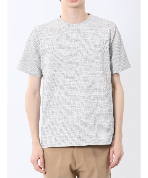 m.f.editorial(エムエフエディトリアル)の「【ストレッチ】m.f.エディトリアル メンズ メランジ クルーネック 半袖 Tシャツ(Tシャツ/カットソー・メンズ・ホワイト×ブラック/ネイビー・LARGE/MEDIUM/X-LARGE)」の17枚目の写真