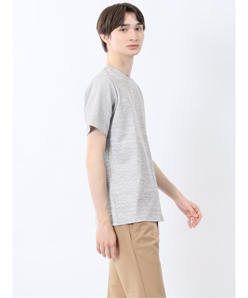 m.f.editorial(エムエフエディトリアル)の「【ストレッチ】m.f.エディトリアル メンズ メランジ クルーネック 半袖 Tシャツ(Tシャツ/カットソー・メンズ・ホワイト×ブラック/ネイビー・LARGE/MEDIUM/X-LARGE)」の6枚目の写真