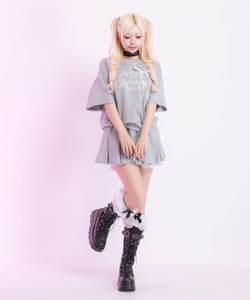 Diable baiser(ディアブルベーゼ)の「半袖カットソーセットアップ(ワンピース・レディース・ブラック/アイボリー/グレー・FREE)」の20枚目の写真