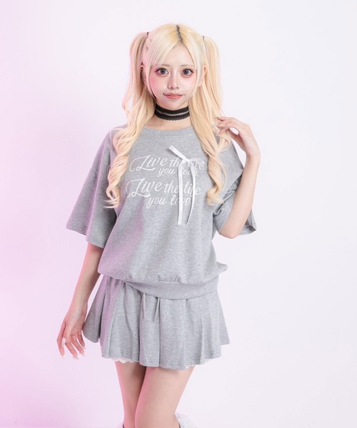 Diable baiser(ディアブルベーゼ)の「半袖カットソーセットアップ(ワンピース・レディース・ブラック/アイボリー/グレー・FREE)」の21枚目の写真