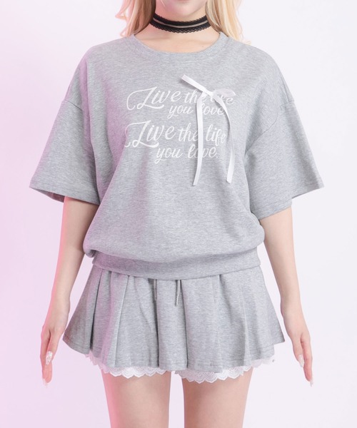Diable baiser(ディアブルベーゼ)の「半袖カットソーセットアップ(ワンピース・レディース・ブラック/アイボリー/グレー・FREE)」の9枚目の写真