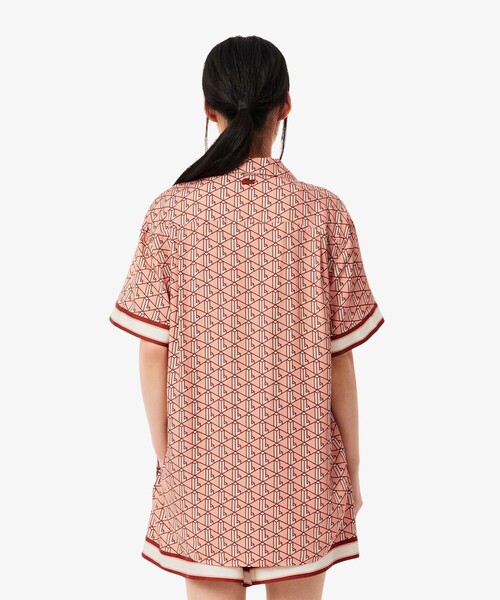 LACOSTE(ラコステ)の「ウィメンズ オーバーサイズ オープンカラーモノグラムシャツ(シャツ/ブラウス・レディース・ピンク・34/38/36)」の14枚目の写真