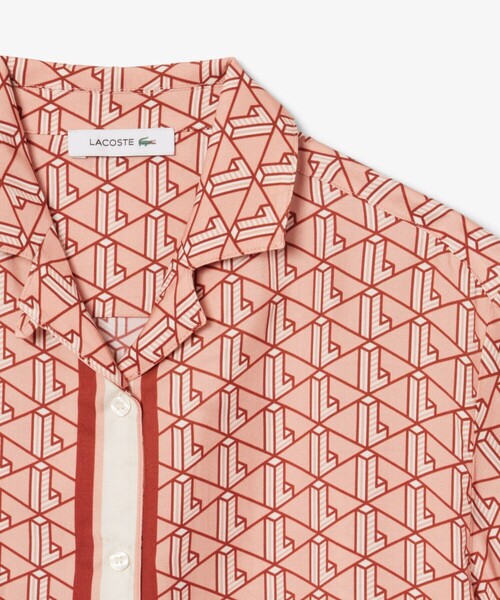 LACOSTE(ラコステ)の「ウィメンズ オーバーサイズ オープンカラーモノグラムシャツ(シャツ/ブラウス・レディース・ピンク・34/38/36)」の16枚目の写真