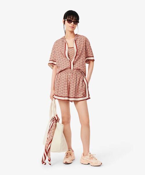 LACOSTE(ラコステ)の「ウィメンズ オーバーサイズ オープンカラーモノグラムシャツ(シャツ/ブラウス・レディース・ピンク・34/38/36)」の19枚目の写真