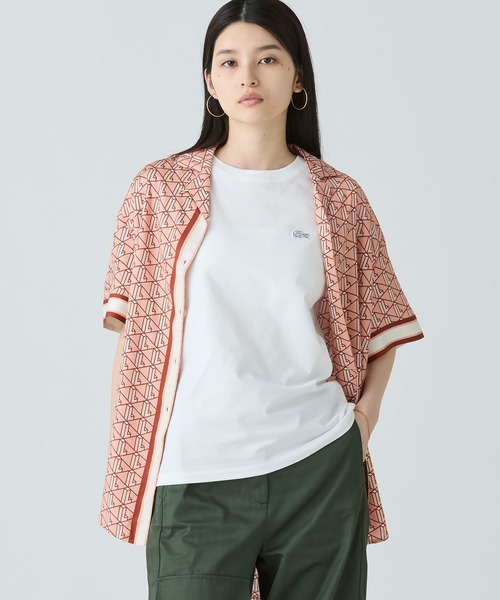 LACOSTE(ラコステ)の「ウィメンズ オーバーサイズ オープンカラーモノグラムシャツ(シャツ/ブラウス・レディース・ピンク・34/38/36)」の22枚目の写真