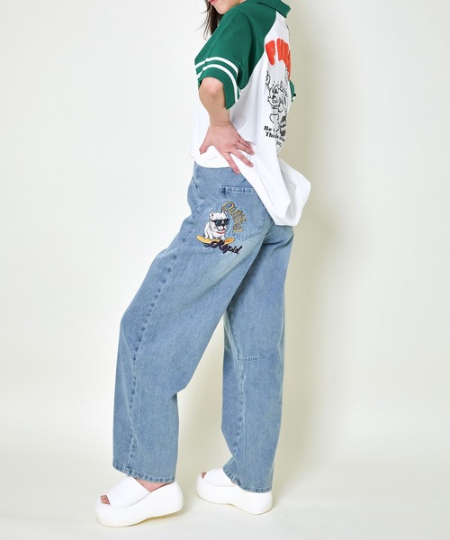 セール】《ワイドバレル×刺繍アクセント》レディース デニム