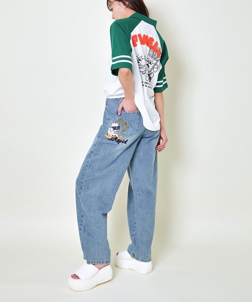 セール】《ワイドバレル×刺繍アクセント》レディース デニム
