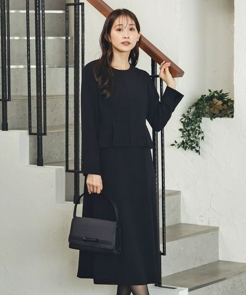 小さいサイズ 【喪服・礼服】ペプラムジャケットデザインワンピース 低