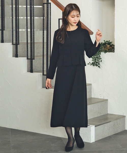 セール】小さいサイズ 【喪服・礼服】ペプラムジャケットデザイン