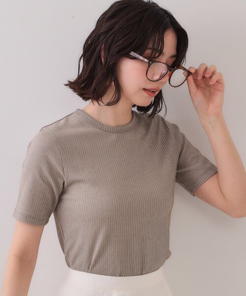 セール】ストライプリブカットソー【洗濯機洗い可】（Tシャツ