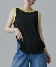 配色デザインボートネックタンクトップ　［Soiunique］