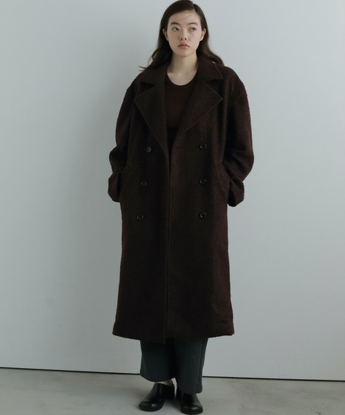 anuke(アンヌーク)の「Double Tweed Coat(テーラードジャケット・レディース・クリーム/ブラウン・38inch/36inch)」の2枚目の写真