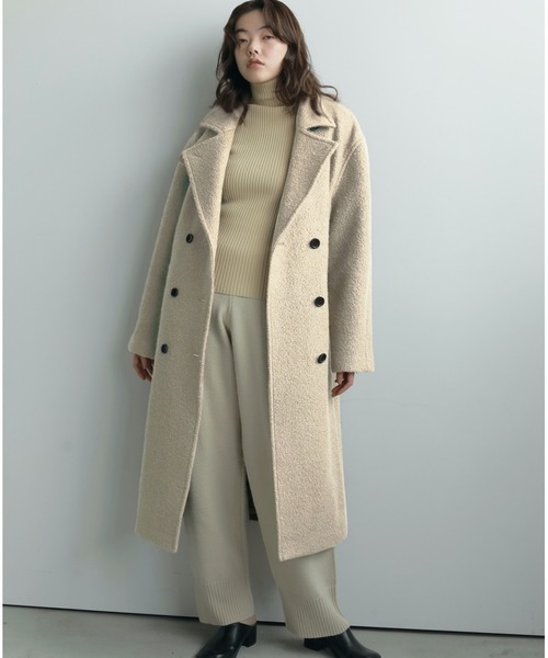 anuke(アンヌーク)の「Double Tweed Coat(テーラードジャケット・レディース・クリーム/ブラウン・38inch/36inch)」の1枚目の写真