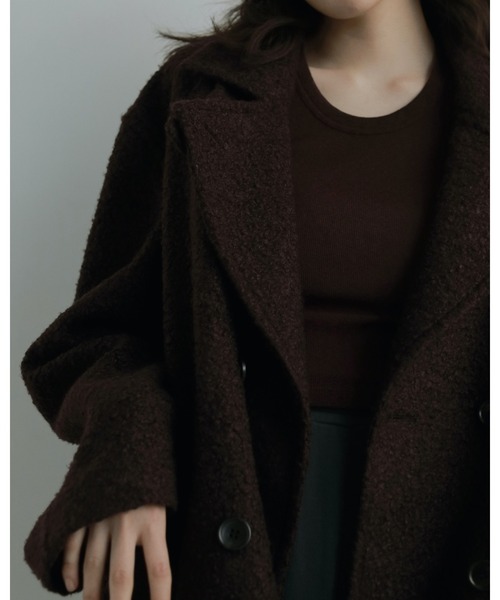 anuke(アンヌーク)の「Double Tweed Coat(テーラードジャケット・レディース・クリーム/ブラウン・38inch/36inch)」の8枚目の写真