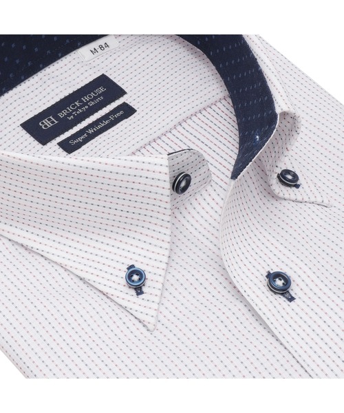 TOKYO SHIRTS(トウキョウシャツ)の「【超形態安定】形態安定ノンアイロン ボタンダウン 長袖ビジネスワイシャツ(ビジネスシャツ・メンズ・レッド・首回り39cm-裄丈80cm/首回り39cm-裄丈84cm/首回り41cm-裄丈82cm/首回り41cm-裄丈86cm/首回り42cm-裄丈86cm/首回り37cm-裄丈80cm/首回り37cm-裄丈84cm/首回り42cm-裄丈82cm/首回り43cm-裄丈82cm/首回り43cm-裄丈86cm)」の2枚目の写真