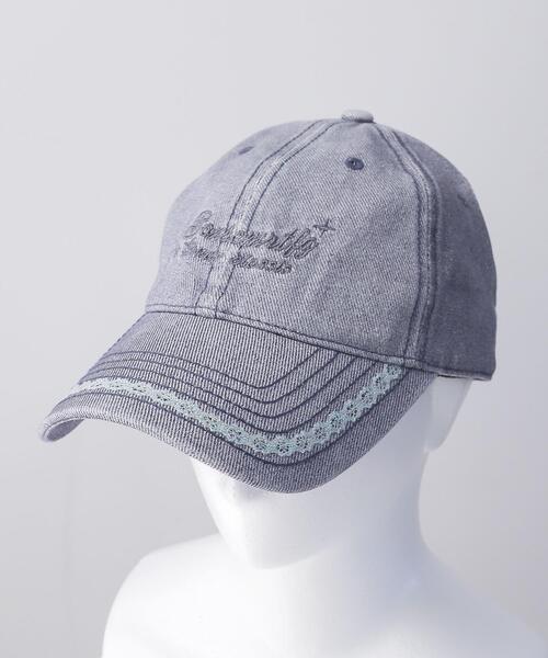WEGO(ウィゴー)の「WEGO/ラメレース付ロゴ刺繍キャップ(キャップ・レディース・ネイビー/ライトピンク・FREE)」の1枚目の写真
