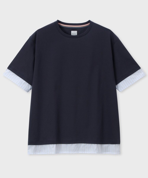 Paul Smith(ポールスミス)の「ストライプシャツスリーブ 半袖Tシャツ / 153501 179TN(Tシャツ/カットソー・メンズ・アイボリー/ネイビー・MEDIUM/LARGE/X-LARGE)」の1枚目の写真
