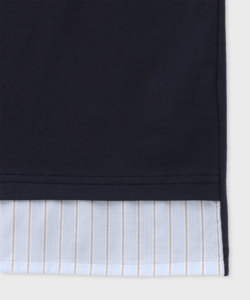 Paul Smith(ポールスミス)の「ストライプシャツスリーブ 半袖Tシャツ / 153501 179TN(Tシャツ/カットソー・メンズ・アイボリー/ネイビー・MEDIUM/LARGE/X-LARGE)」の4枚目の写真