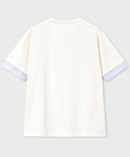 Paul Smith(ポールスミス)の「ストライプシャツスリーブ 半袖Tシャツ / 153501 179TN(Tシャツ/カットソー・メンズ・アイボリー/ネイビー・MEDIUM/LARGE/X-LARGE)」の8枚目の写真