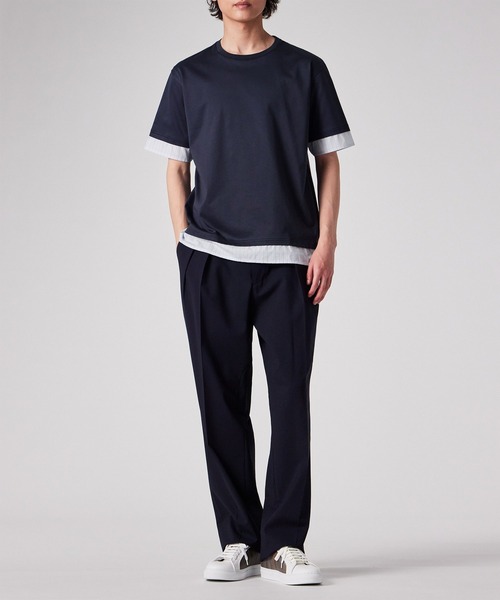 Paul Smith(ポールスミス)の「ストライプシャツスリーブ 半袖Tシャツ / 153501 179TN(Tシャツ/カットソー・メンズ・アイボリー/ネイビー・MEDIUM/LARGE/X-LARGE)」の9枚目の写真