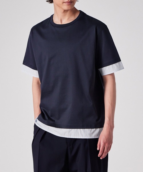 Paul Smith(ポールスミス)の「ストライプシャツスリーブ 半袖Tシャツ / 153501 179TN(Tシャツ/カットソー・メンズ・アイボリー/ネイビー・MEDIUM/LARGE/X-LARGE)」の10枚目の写真
