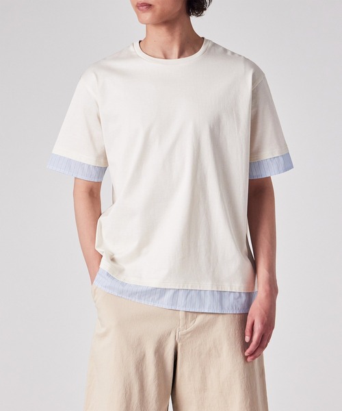 Paul Smith(ポールスミス)の「ストライプシャツスリーブ 半袖Tシャツ / 153501 179TN(Tシャツ/カットソー・メンズ・アイボリー/ネイビー・MEDIUM/LARGE/X-LARGE)」の14枚目の写真