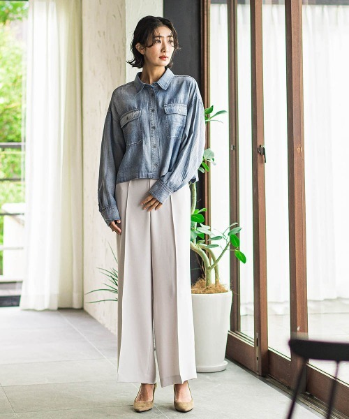 la.f…(ラエフ)の「”シワレス”ワイドパンツ≪洗濯機で洗える≫(スラックス・レディース・ライトグレー/ネイビー/ブラック・7号/9号/11号)」の10枚目の写真