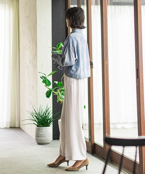 la.f…(ラエフ)の「”シワレス”ワイドパンツ≪洗濯機で洗える≫(スラックス・レディース・ライトグレー/ネイビー/ブラック・7号/9号/11号)」の8枚目の写真