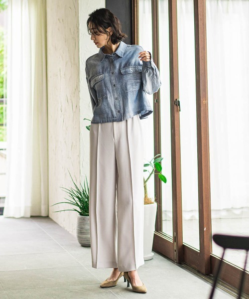 la.f…(ラエフ)の「”シワレス”ワイドパンツ≪洗濯機で洗える≫(スラックス・レディース・ライトグレー/ネイビー/ブラック・7号/9号/11号)」の7枚目の写真
