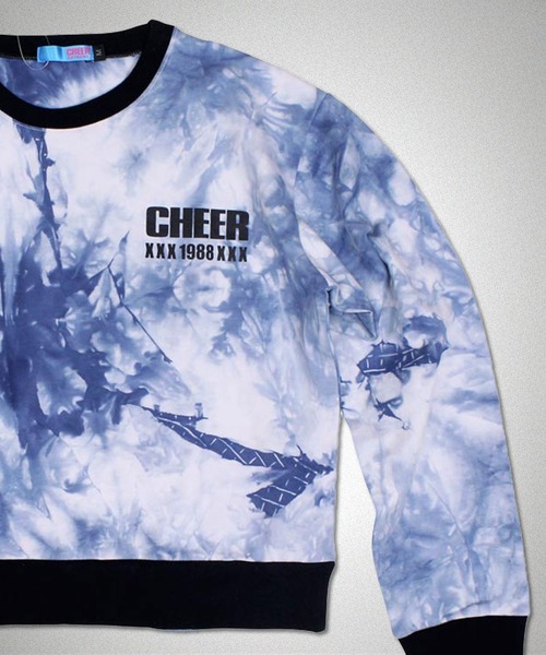 CHEER(チアー)の「バック編み上げデザインショート丈タイダイ柄トレーナー(スウェット・レディース・ブルー/ピンク/グレー・S/L/M)」の13枚目の写真