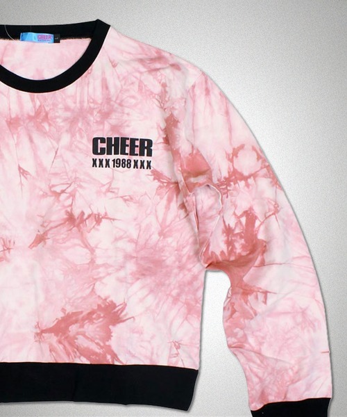 CHEER(チアー)の「バック編み上げデザインショート丈タイダイ柄トレーナー(スウェット・レディース・ブルー/ピンク/グレー・S/L/M)」の16枚目の写真
