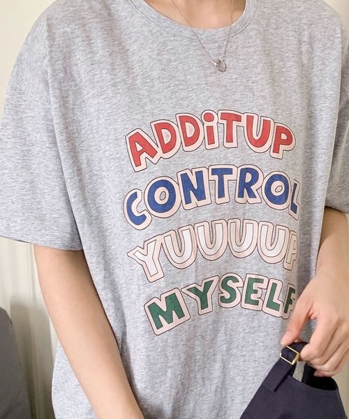 LOWO(ロワ)の「綿混英字プリントオーバーサイズTシャツ カットソー(Tシャツ/カットソー・レディース・ホワイト/グレー・FREE)」の12枚目の写真