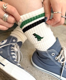 DOUBLE NAME | 【m:rex】ミニ恐竜刺しゅうラインソックス(ソックス/靴下)