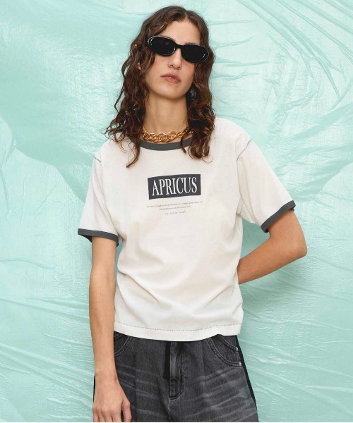 MAISON SPECIAL(メゾンスペシャル)の「APRICUS Ringer T-shirt/APRICUSリンガーTEE(Tシャツ/カットソー・レディース・ホワイト/チャコールグレー/グリーン・FREE)」の1枚目の写真