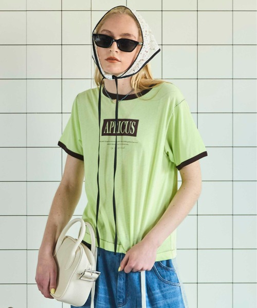 MAISON SPECIAL(メゾンスペシャル)の「APRICUS Ringer T-shirt/APRICUSリンガーTEE(Tシャツ/カットソー・レディース・ホワイト/チャコールグレー/グリーン・FREE)」の3枚目の写真