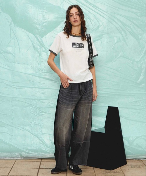 MAISON SPECIAL(メゾンスペシャル)の「APRICUS Ringer T-shirt/APRICUSリンガーTEE(Tシャツ/カットソー・レディース・ホワイト/チャコールグレー/グリーン・FREE)」の5枚目の写真