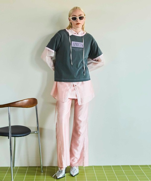 MAISON SPECIAL(メゾンスペシャル)の「APRICUS Ringer T-shirt/APRICUSリンガーTEE(Tシャツ/カットソー・レディース・ホワイト/チャコールグレー/グリーン・FREE)」の4枚目の写真