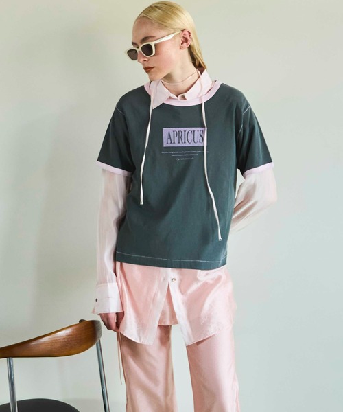 MAISON SPECIAL(メゾンスペシャル)の「APRICUS Ringer T-shirt/APRICUSリンガーTEE(Tシャツ/カットソー・レディース・ホワイト/チャコールグレー/グリーン・FREE)」の8枚目の写真
