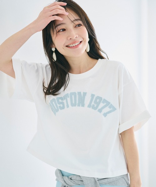 coca（coca）（コカ）の「オーバーシルエットロゴTシャツ（Tシャツ/カットソー・レディース・ホワイト/グレー・S/L/M）」の2枚目の写真