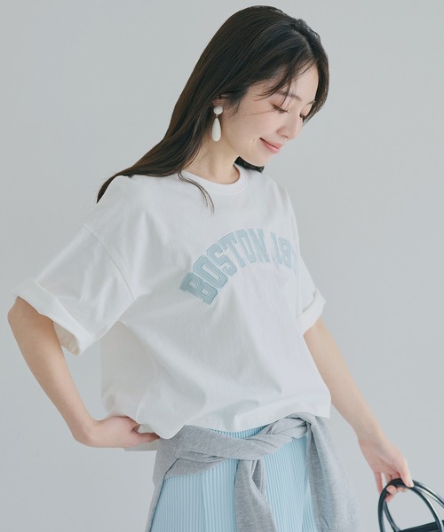 coca（coca）（コカ）の「オーバーシルエットロゴTシャツ（Tシャツ/カットソー・レディース・ホワイト/グレー・S/L/M）」の4枚目の写真