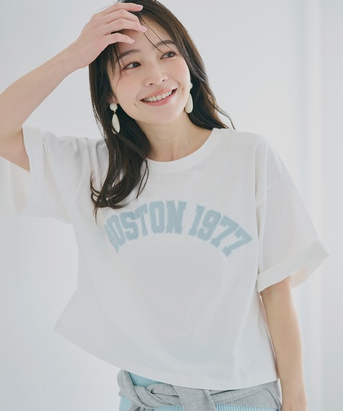 coca（coca）（コカ）の「オーバーシルエットロゴTシャツ（Tシャツ/カットソー・レディース・ホワイト/グレー・S/L/M）」の6枚目の写真