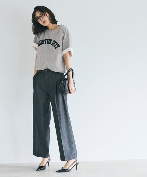 coca（coca）（コカ）の「オーバーシルエットロゴTシャツ（Tシャツ/カットソー・レディース・ホワイト/グレー・S/L/M）」の10枚目の写真